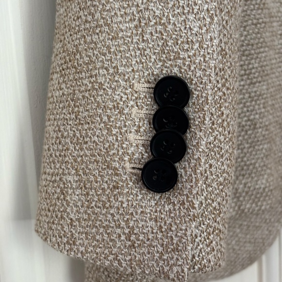 Suistudio 34R Italian Silk Linen Blazer - Ferla - Textured - Light Beige Tan - Picture 4 of 15